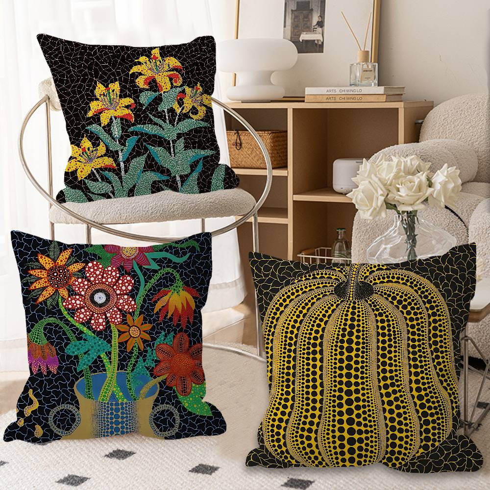 Yellow Dots Yayoi Kusama Lucky Dragon pillow cover sofa cushion cover home room decoration children gift