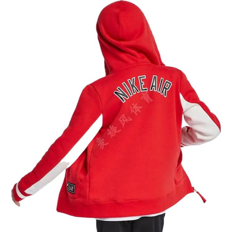Nike Solid Color Logo Print Hooded Long Sleeve Sweatshirt Kids tops Red AQ9500-657