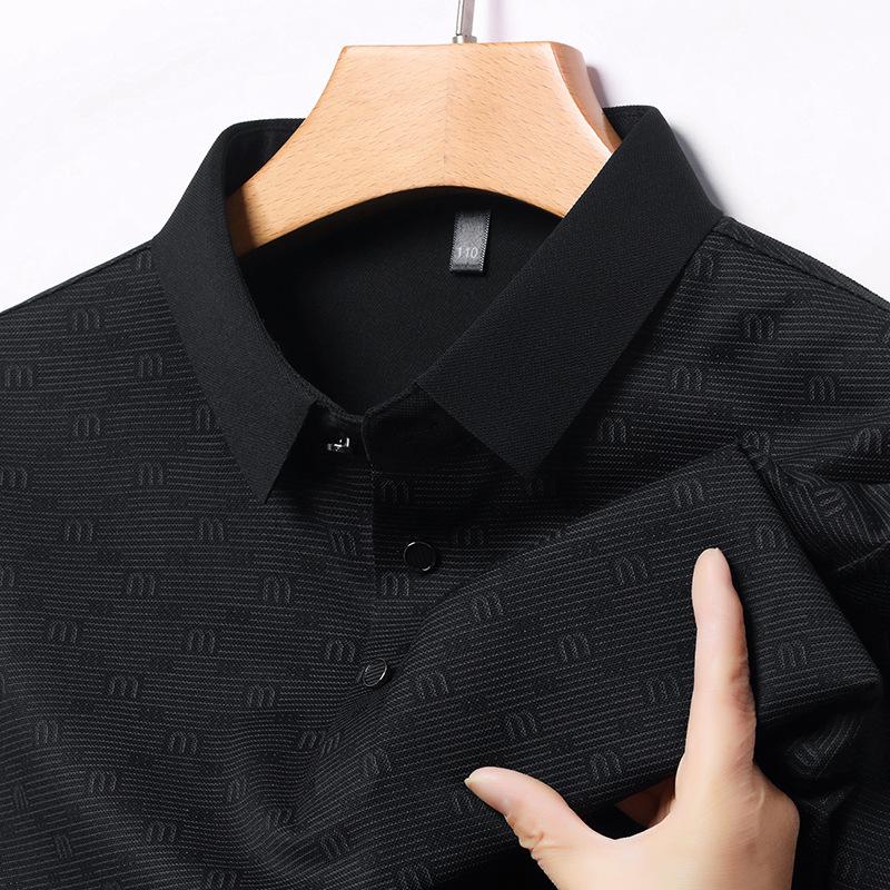 Short Sleeve T-Shirt Men'S Medium And High Elastic Business Casual Lapel Polo Shirt