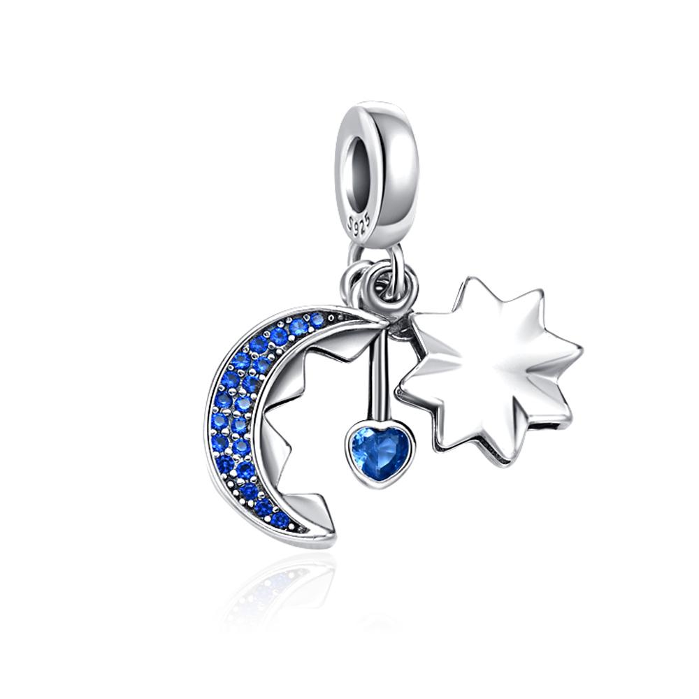 925 Silver Blue Starry Sky Rainbow Charm Pendant DIY Bracelet Jewelry Gift for Women Men Fashion Accessories