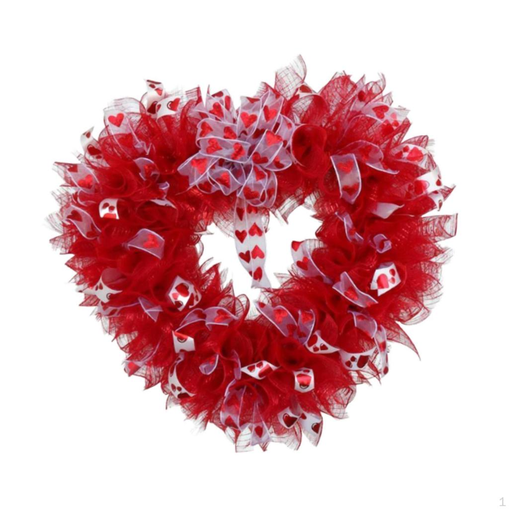 Heart Wreath Versatile Front Door Decoration for Engagement Celebration Wall Style A