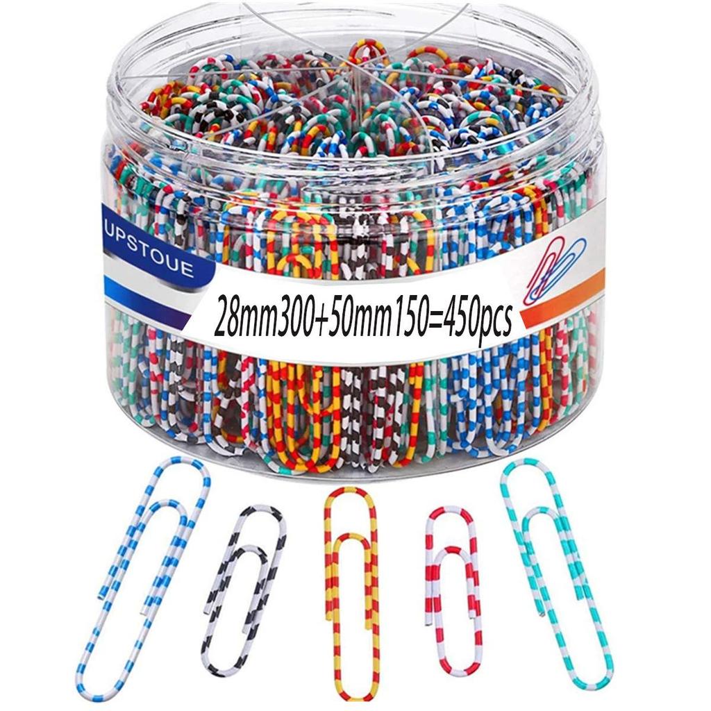 Colorful Large Paperclips & Binder Clips: Nickel-Plated Silver Office Stationery for Bookmarks and Test Papers.