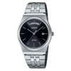 50 metros à prova d'água, mostrador elegante com data e dia da semana, Quartzo, Pulseira de Aço, , mesmo estilo para homens e mulheres, mostrador preto MTP-B146D-1AV