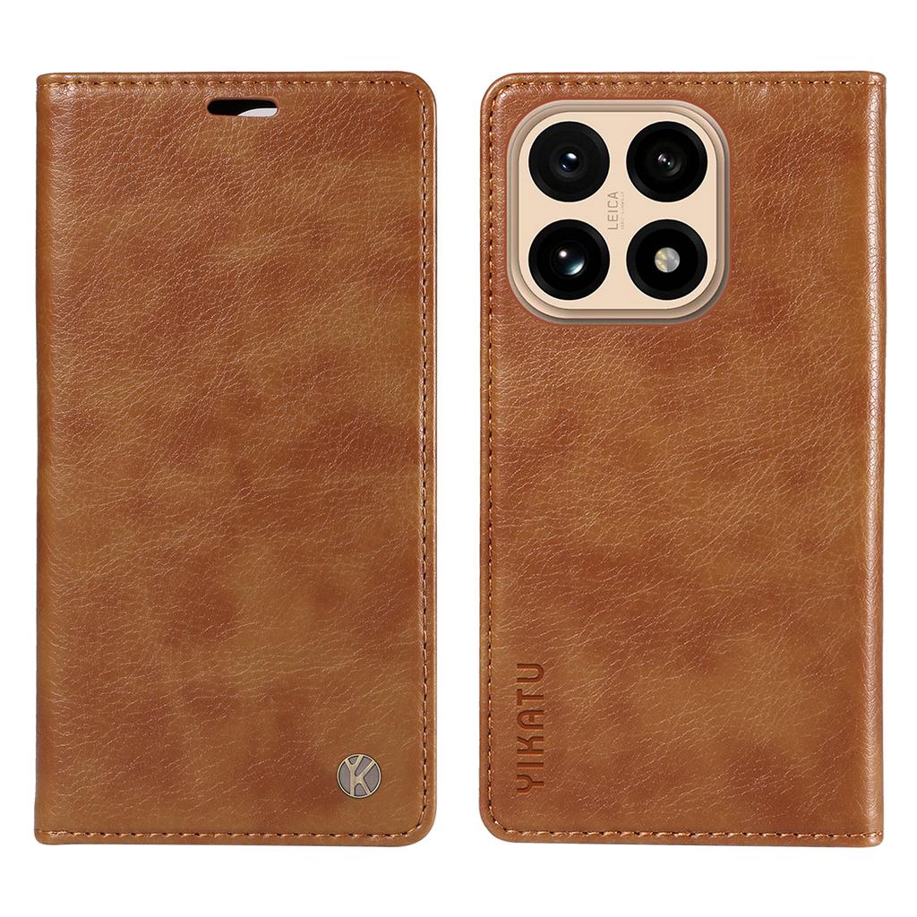 For Xiaomi 15T Wallet Case YIKATU YK-006 Magnetic Closure Leather Phone Cover Litchi Texture