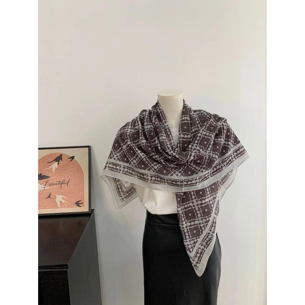 Head Scarf Women Square Scarf Thin Silk Like French Vintage Shawl Exclusive Design Spring Summer Autumn Lightweight Multipurpose