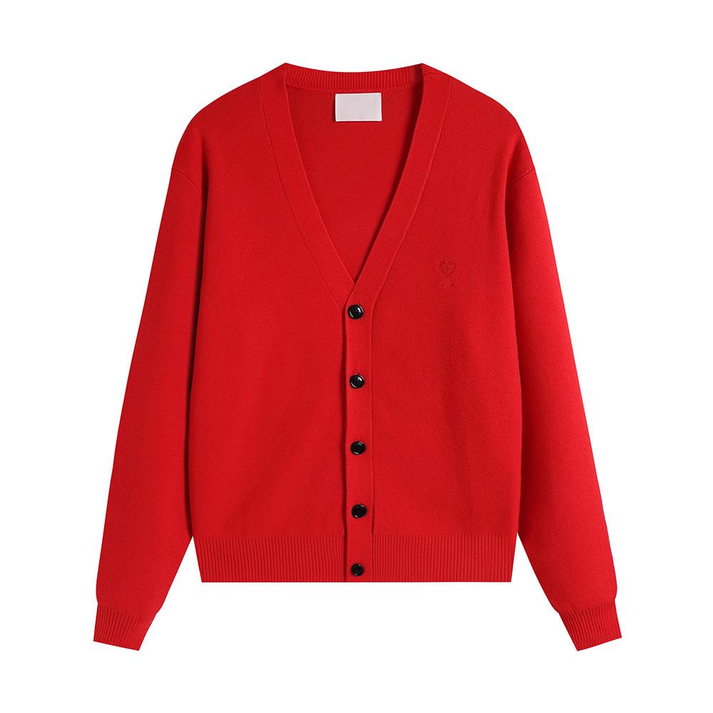 Klassischer Strick-Cardigan mit Herz-Stickerei - Unisex Lockerer Pullover