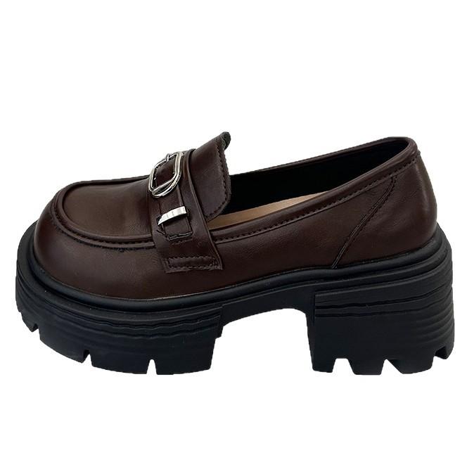 Black Retro Loafer Small Leather Shoes Women's 2025 Autumn New Platform British Style Thick Heel Skirt Mary Jane Single Shoes