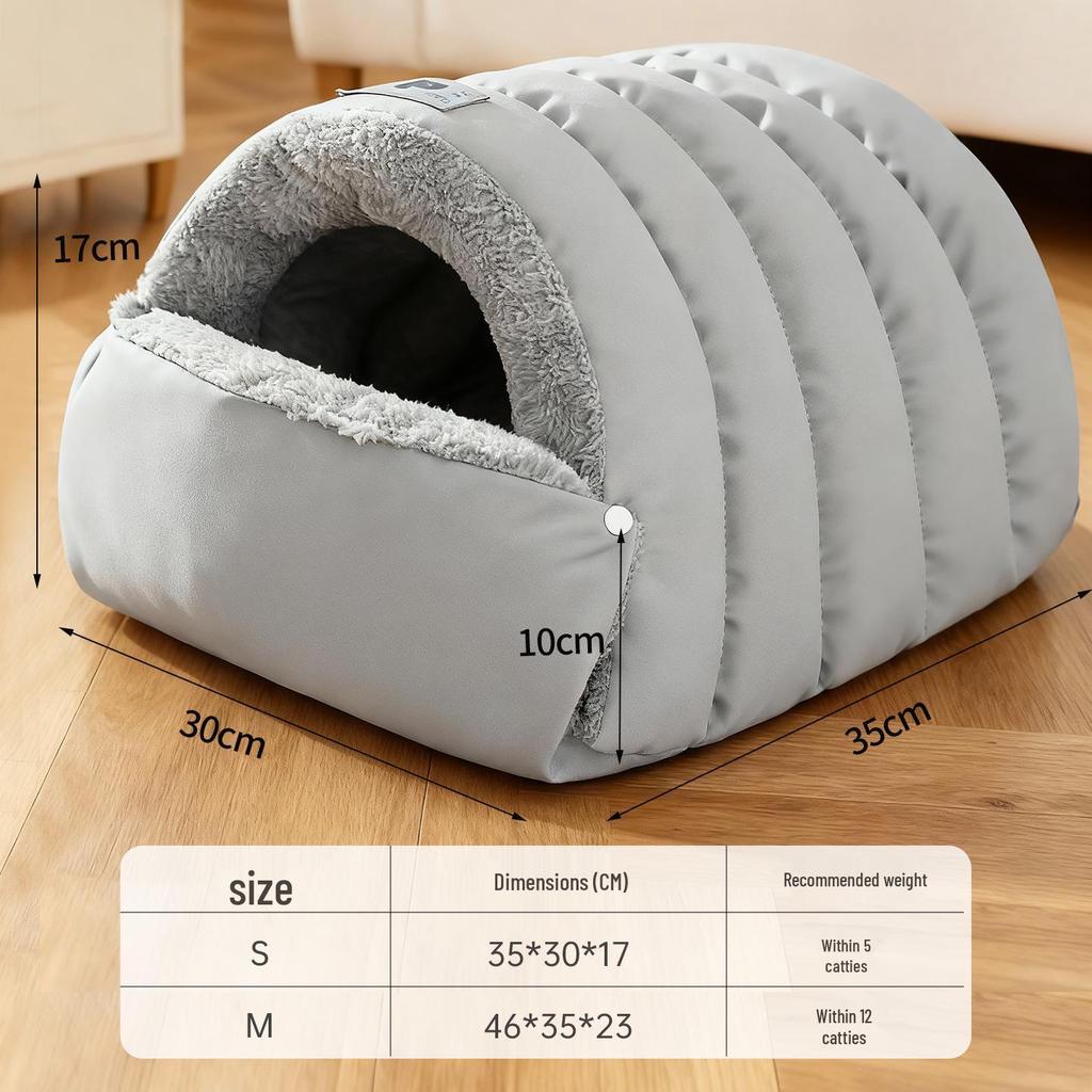 Lit d'hiver douillet pour chat - Poche isolante en duvet, Sac de couchage nid pour chaton, Lit chaud pour animaux de compagnie pour chiens.