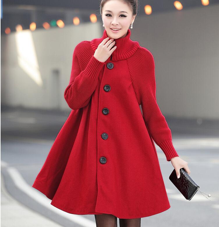 Cappotto Tweed da Donna Autunno e Inverno Tinta Unita Maniche Lunghe Semplice Caldo Trench