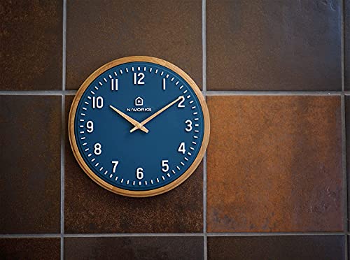 Interform Ecol Wall Clock CL-4072, Navy Wood, Sweep Movement, Nordic White, 30cm Diameter