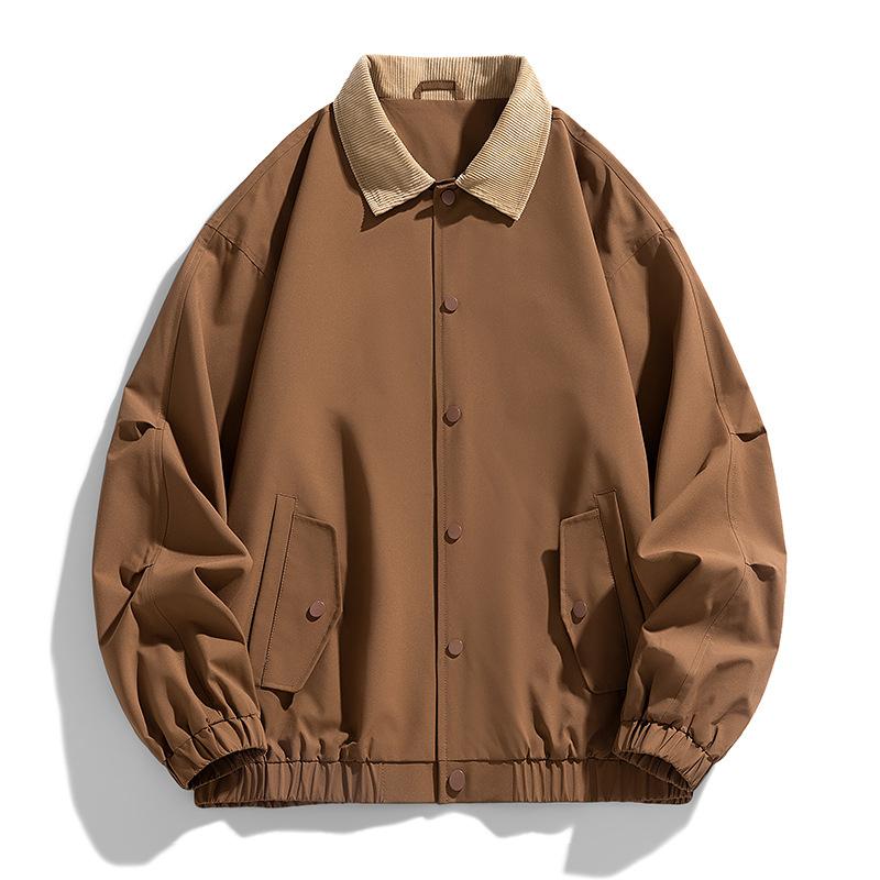 

Men s Spring and Autumn New Vintage Contrast Lapel Jacket Men s and Women s Couples Street Loose Versatile Casual Jacket 3XL