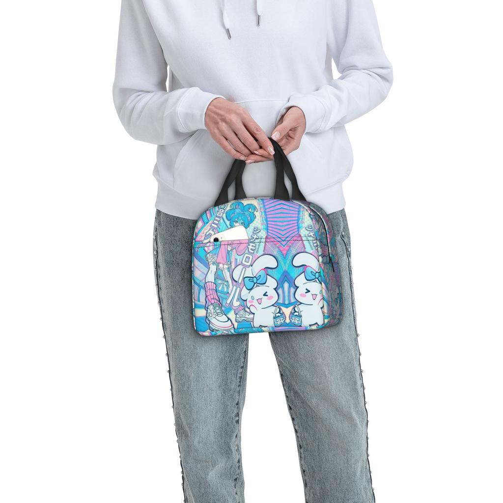 Custom Hatsunes Anime Mikus Insulated Lunch Bag for Camping Travel Manga Waterproof Thermal Cooler Lunch Box Men Women