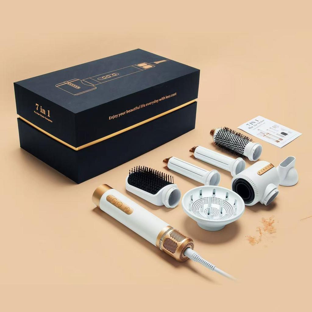 7-in-1 Multifunctional Hair Dryer & Styler: 1400W Hot Air Brush & Curler Combo