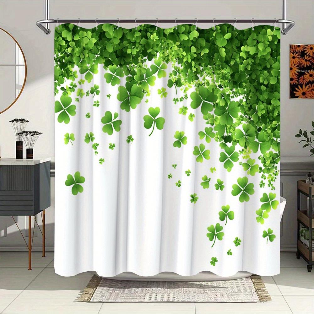 

Lucky Clover Shower Curtain - Waterproof, Mildew-Resistant With Vibrant Green Leaf Design For Fresh And Inviting Bathroom Decor W60H190(CM)-1 Pcs