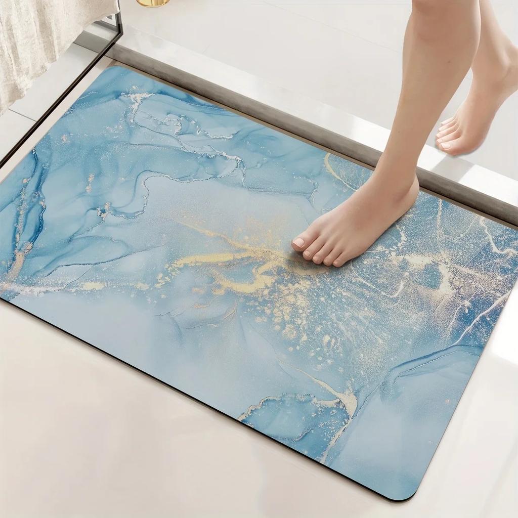 Marbling Pattern Bath Mat Super Absorbent Shower Room Indoor Doormats Washable Easy Clean Diatomite Rugs Washroom Floor Carpet