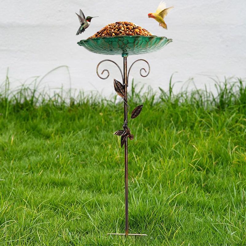 Vasca per Uccelli da Giardino Esterna Mangiatoia per Uccelli Vasca Metallica da Terra Decorazioni Resistente al Gelo Altezza Regolabile per Cortile Terrazzo