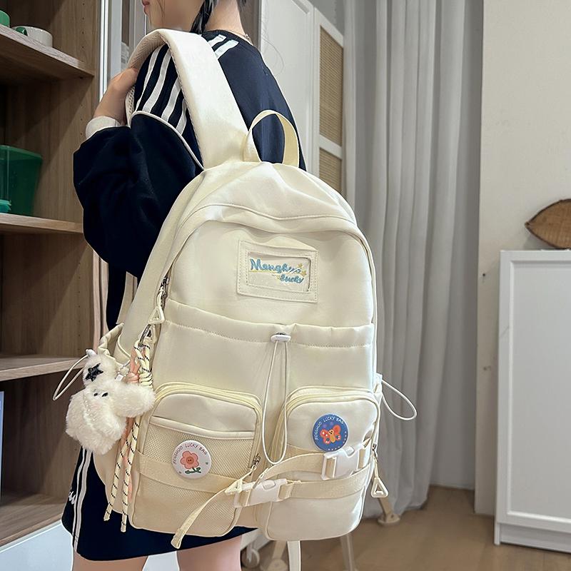 Junior High School Student Schoolbag Color Block Women's Large Capacity Backpack