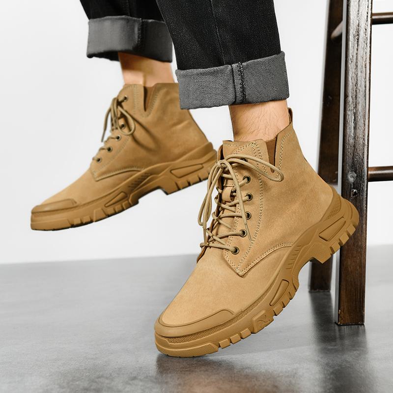 Winter Suede Motorcycle Boots Fashion Plus Velvet Outdoor Desert Boots Casual Classic British Style Shoes All-match Ankle Boots