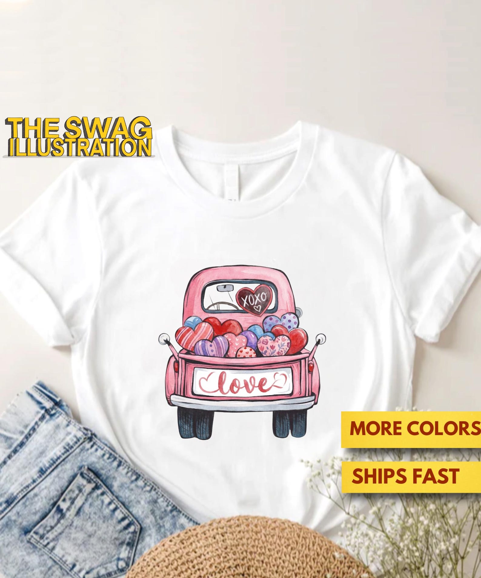 Love Xoxo Pink Truck Valentine s Day Shirt, Cute Pink Truck Girls Valentine GifT shirt, Truck Full Of Hearts Shirt, Lovers GifT shirt 3XL