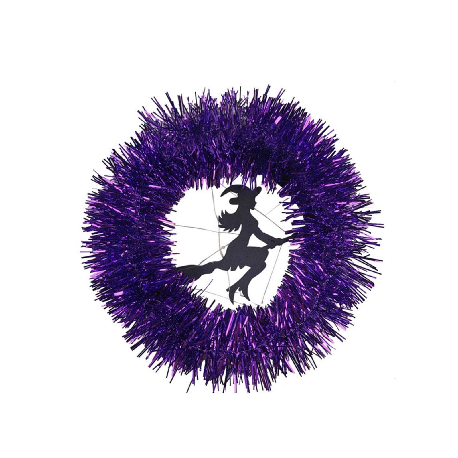 

12-дюймовый венок на Хэллоуин со светодиодом, украшение на Хэллоуин с фиолетовым светом, питание от батареек, пугающий венок для украшения на Хэллоуин в помещении фиолетовый