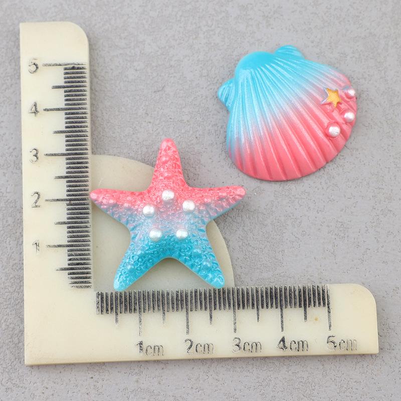 Gradient Shell Starfish Resin Charms Ocean Series DIY Hair Fridge Magnet Phone Case Shoe Buckle Craft Accessories