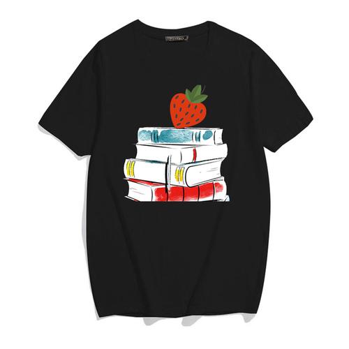 Woman Plus Size Round Neck Half Sleeve T-shirt Printed T-shirt Top New T Shirt Coffee Books Brown Books American Retro T-shirt