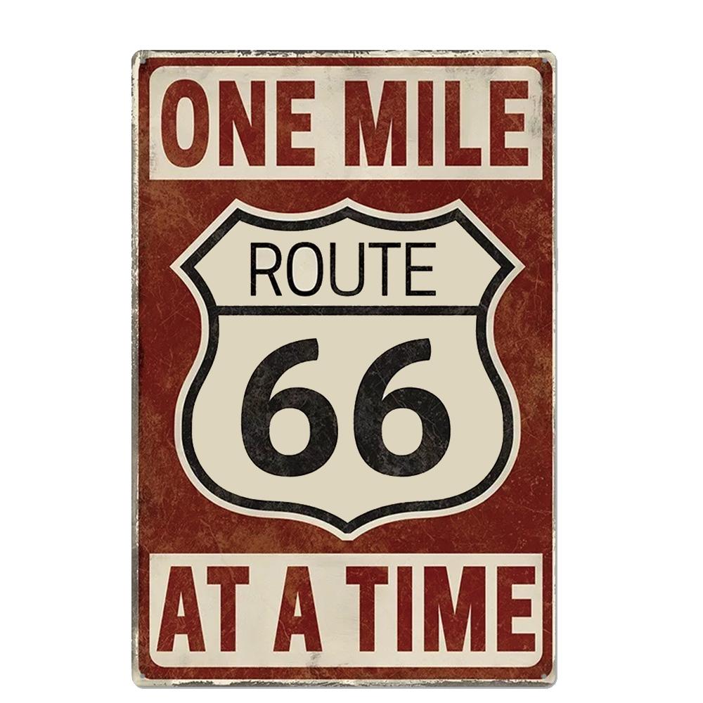 Vintage USA Route 66 Sign Metal Tin Plate Bar Pub Club Man Cave Wall Decoration Plaque Retro Poster Home Decor 30X20CM