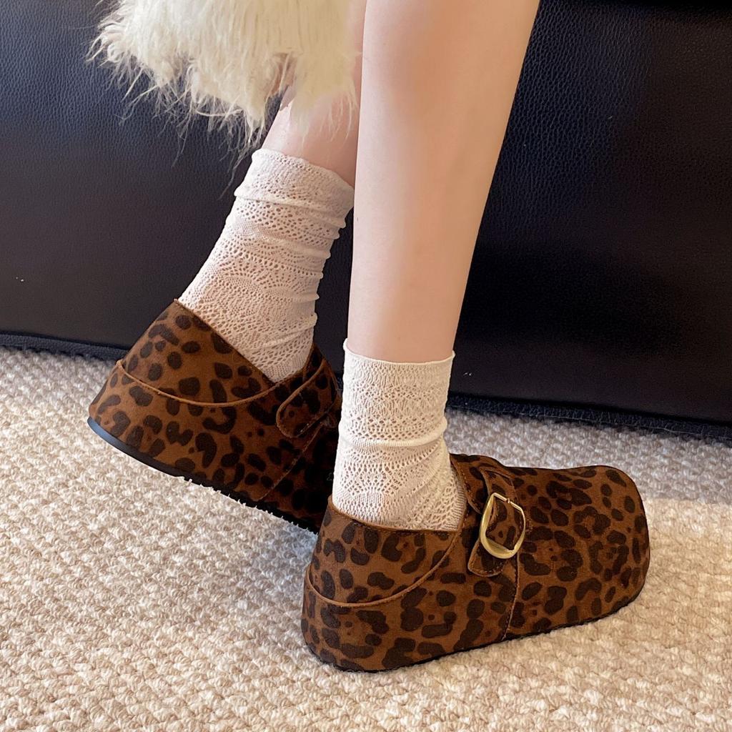 Lazy single shoes autumn casual women's inner height increase style Birkenstocks all-inclusive loafers pedal campus
