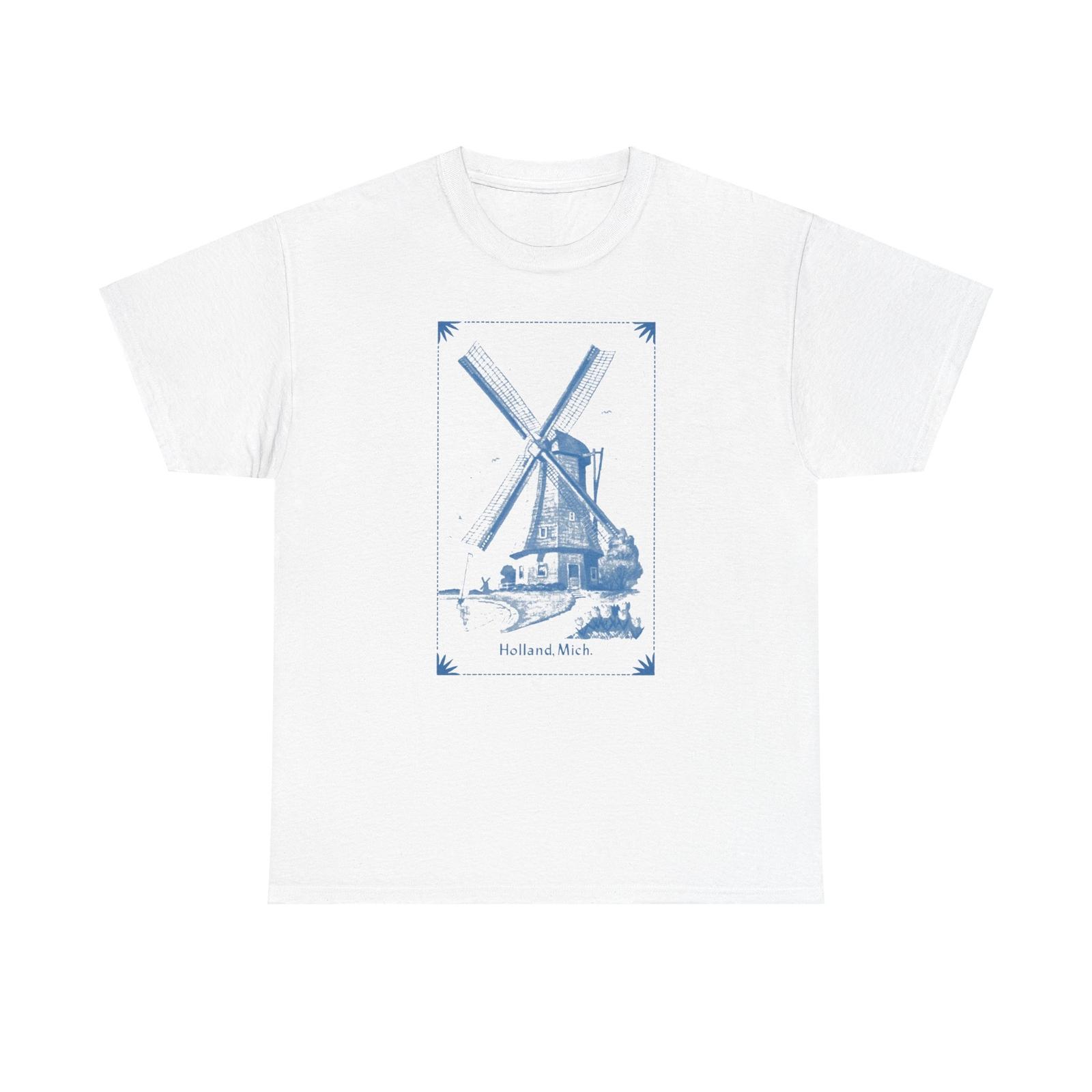 Holland Michigan Windmill Travel Souvenir Shirt, Unisex Cotton T-Shirt Mens Womens Tees Top S
