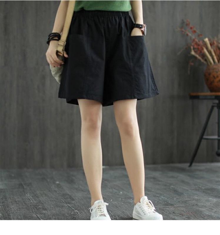 Womens' Summer Cotton Wide-Leg Shorts: Loose, Plus Size, Slimming, Casual Mid-Length