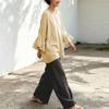 Johnature Women Vintage T-Shirts Spring Chinese Style Solid Color Butterfly Sleeve T-Shirts