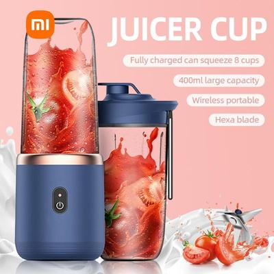 Portable 6 Blades Juicer Cup 400ML Fruit Juice Cup USB Charging Small Juicer Smoothie Blender Grinder Food Processor Blender Machine