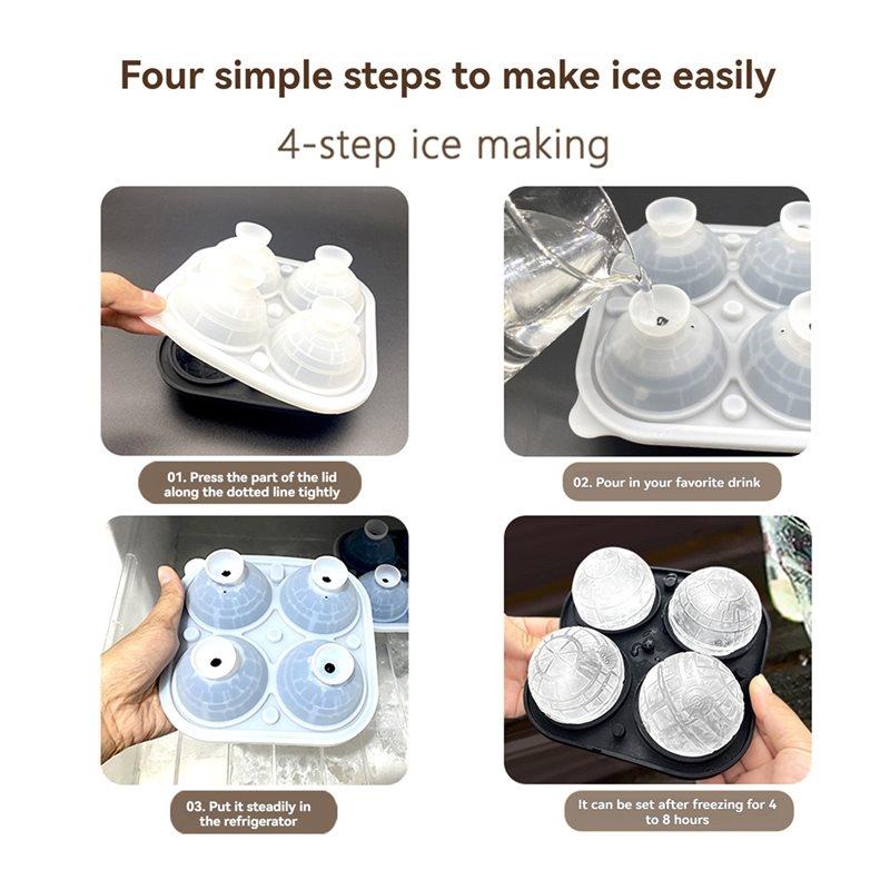 ABFS Ice Cube Molds Silicone 2.2" 3D Sphere Big Ice Ball Maker Whiskey Ice Mold For Bourbon And Cola
