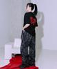 Tiemsseuli Ghost Red Dragon Embroidered Dragon Pattern Oversized T-Shirt (Back Embroidery/Unisex)