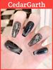 Elegant Black Cat Eye Nail Stickers With Sparkling Gems Handmade And Fashionable