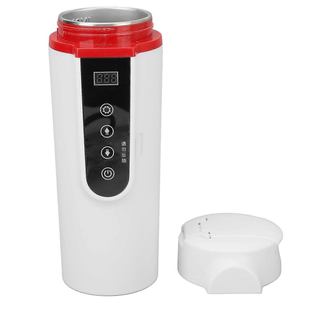 Electric Heated Bottle Temperature Control Stainless Steel Smart Heating Car Cup 500ml White