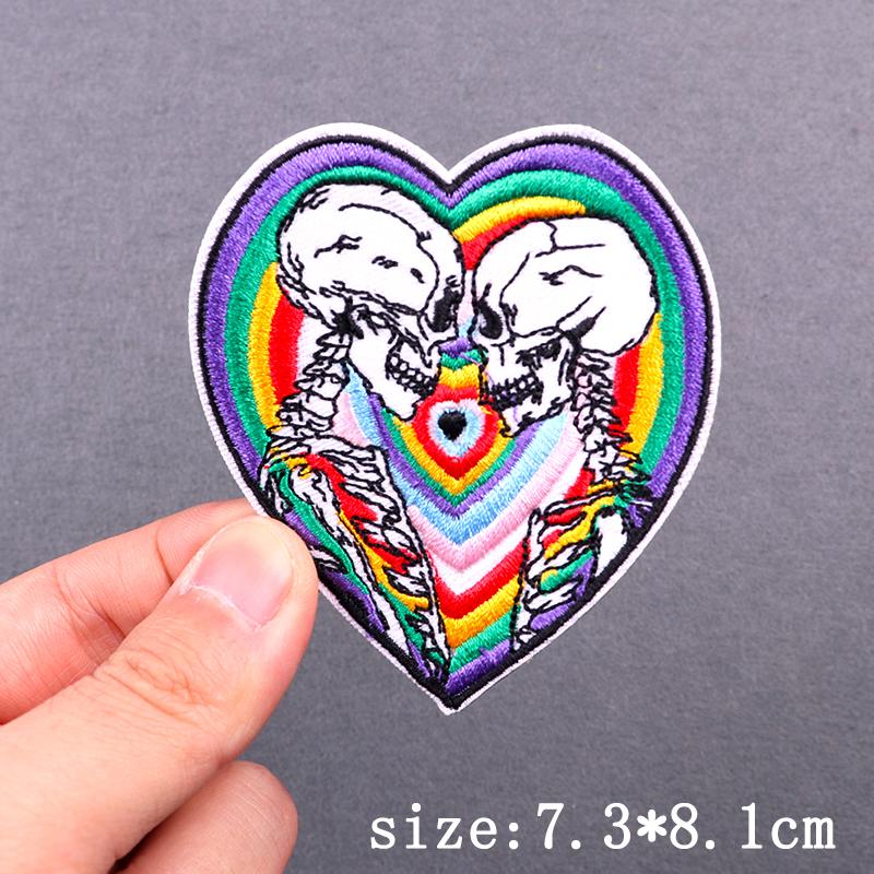 Hip Hop Punk Embroidery Patches For Clothing Thermoadhesive Patch Iron On Patches On Clothes Tarot Cards Skull Patch For Clothes