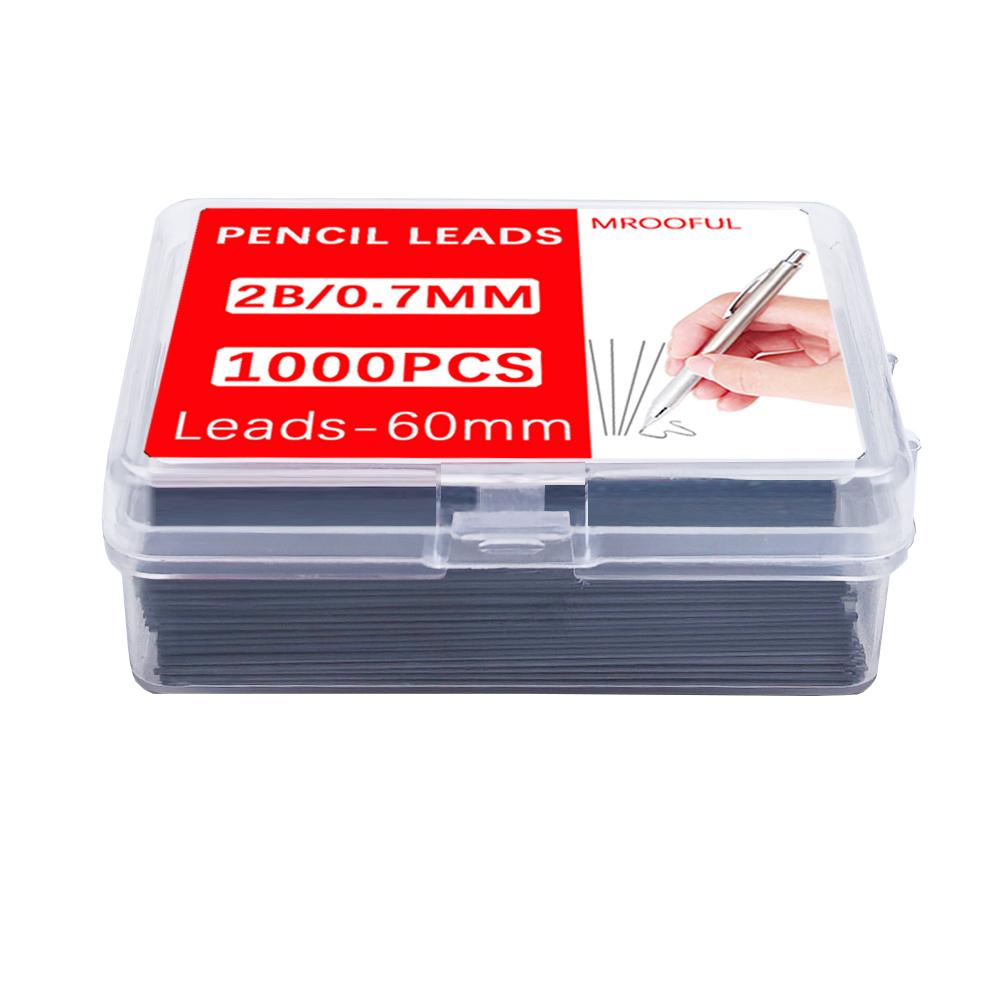 1000Pcs Mechanical Pencil Lead Core Large Capacity Replaceable Pencil Refills 0.5 0.7mm 2B Automatic Pencil Core with 2 Tubes