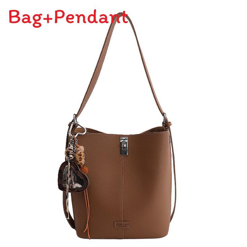Pu Retro Fashion Water Bucket Bag For Daily Casual Womens Shoulder Purse