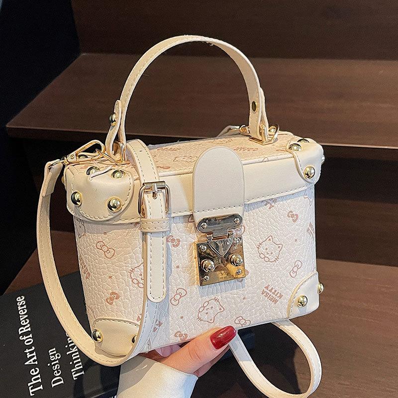 Popular Cute Print Light Luxury Portable Box Bag Women's Fashion Temperament Commuter Style Versatile Messenger Bag