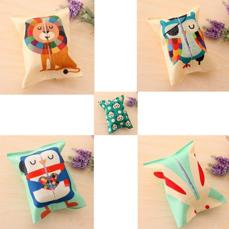 Cartoon Layer Cloth Tissue Box Napkin Cover Holder Home Decor Paper Towel Case