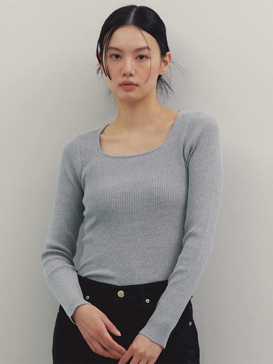 G And Gb Square Ribbed Knit_Gray F