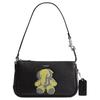 Plaza Ellie 18 New Yorker Mode Stil Niedliches Elefantenmuster Natürliche Textur Leder Umhängetasche Kleine Damen Umhängetasche Schwarz CDY82-LHBLC
