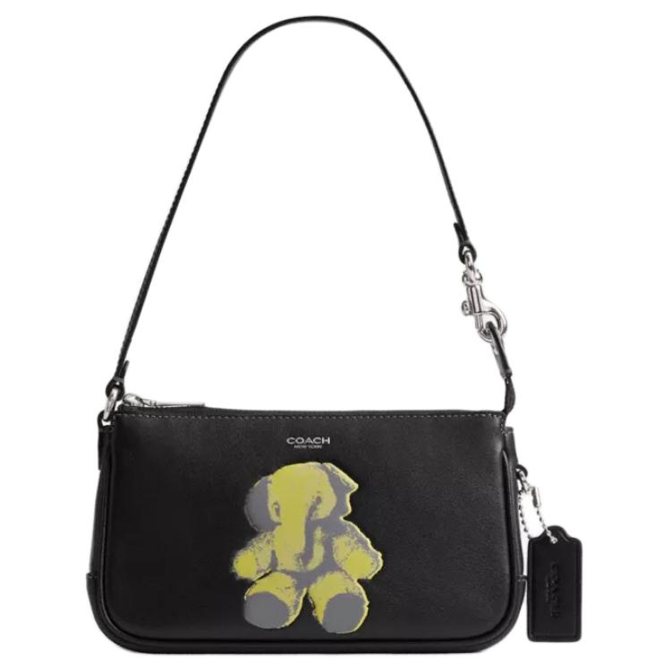 

Coach Plaza Ellie 18 New York Fashion Style Cute Elephant Pattern Natural Texture Leather Shoulder Bag Small Women shoulder bag Black CDY82-LHBLC Basic Set (Bag+Dust Bag)