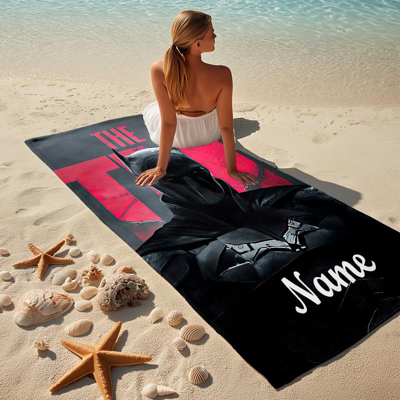 Custom Name Batman Saga Stylish Digital Printing Beach Towel Quick‑Drying Absorbent Blanket for Beach Pool Gym Travel