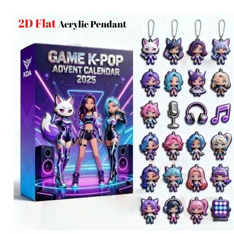 Kpop Demon Advent Calendar 2025, 2D Flat Acrylic Keychain Countdown Calendar with 24 Keychain Toys Gifts for Kids Adult Teens Ornaments