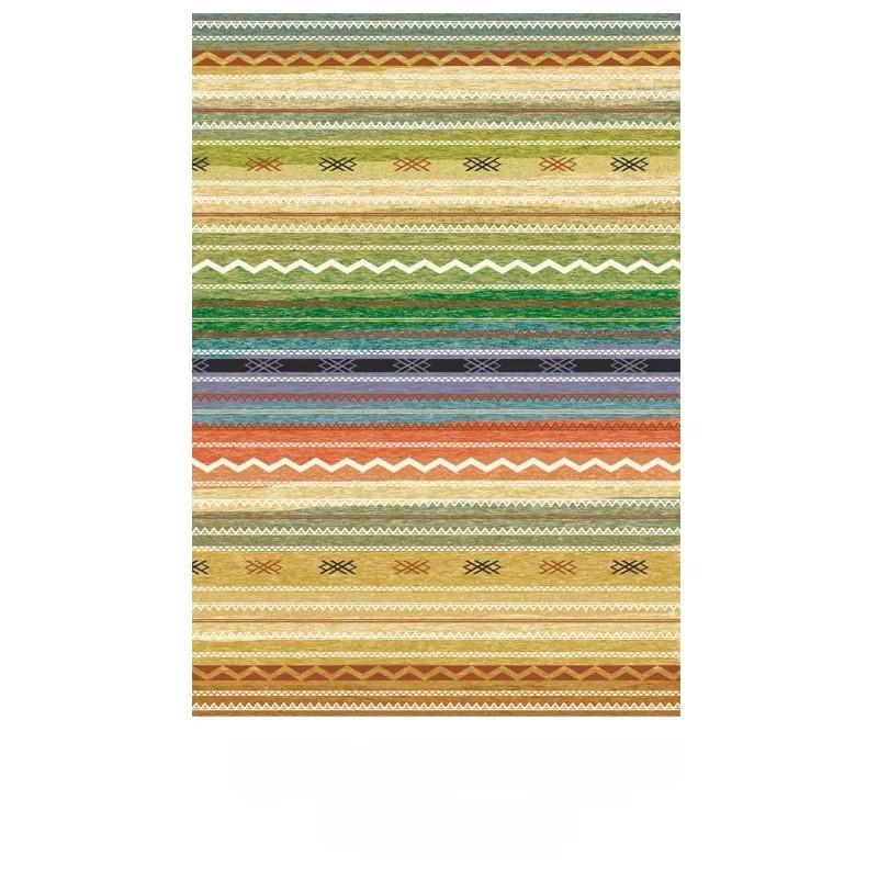 Bohemian Style Living Room Carpet Colorful Stripes Bedroom Rugs Easy Care Luxury Decorative Rugs Washable Large Size Carpets