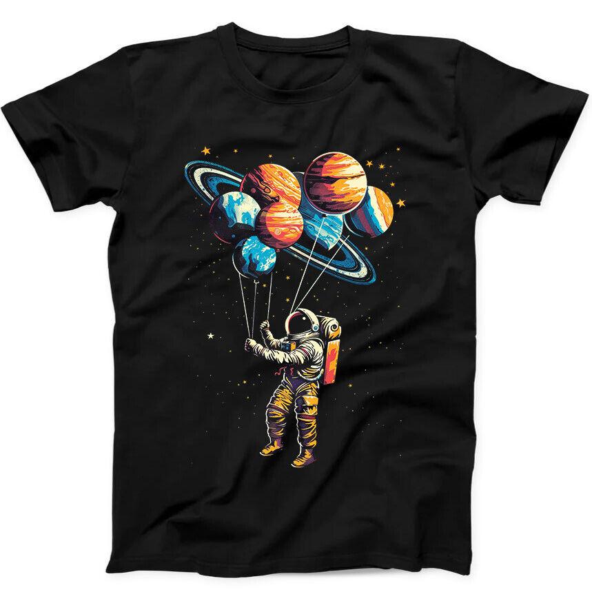 

Астронавт в космосе Планеты Шары Солнечная система Забавный подарок Черная футболка 238 L