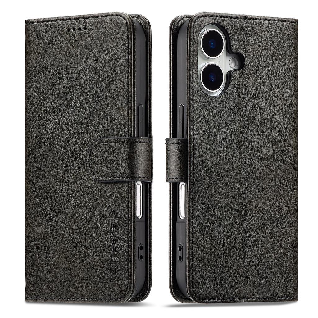 LC.IMEEKE For iPhone 17 Case Calf Texture PU Leather Stand Wallet Phone Cover