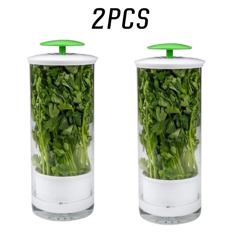 Clear Vegetable Saver Plastic Herb Storage Container Herb Saver For Refrigerator Breathable Tall Shape Fresh Herb Keeper